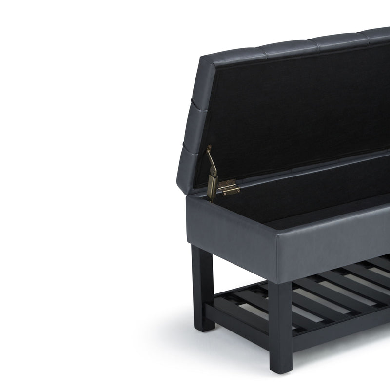 Saxon - Upholstered Transitional Storage Ottoman Bench - R&R Furniture Gallery (Fountain Valley, CA)