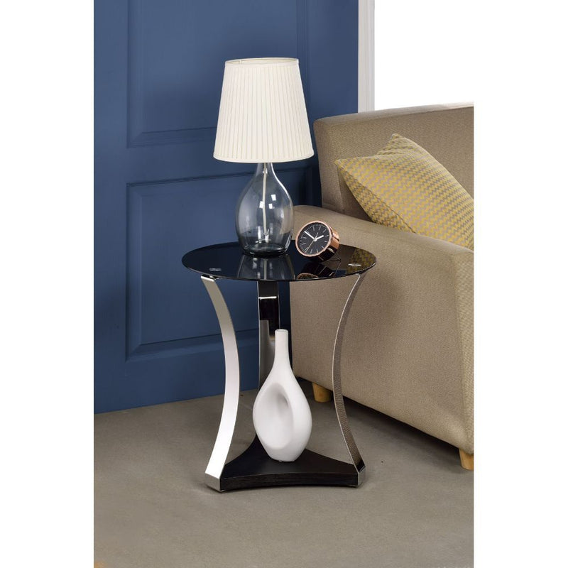 Geiger - End Table - Black Glass & Chrome - R&R Furniture Gallery (Fountain Valley, CA)
