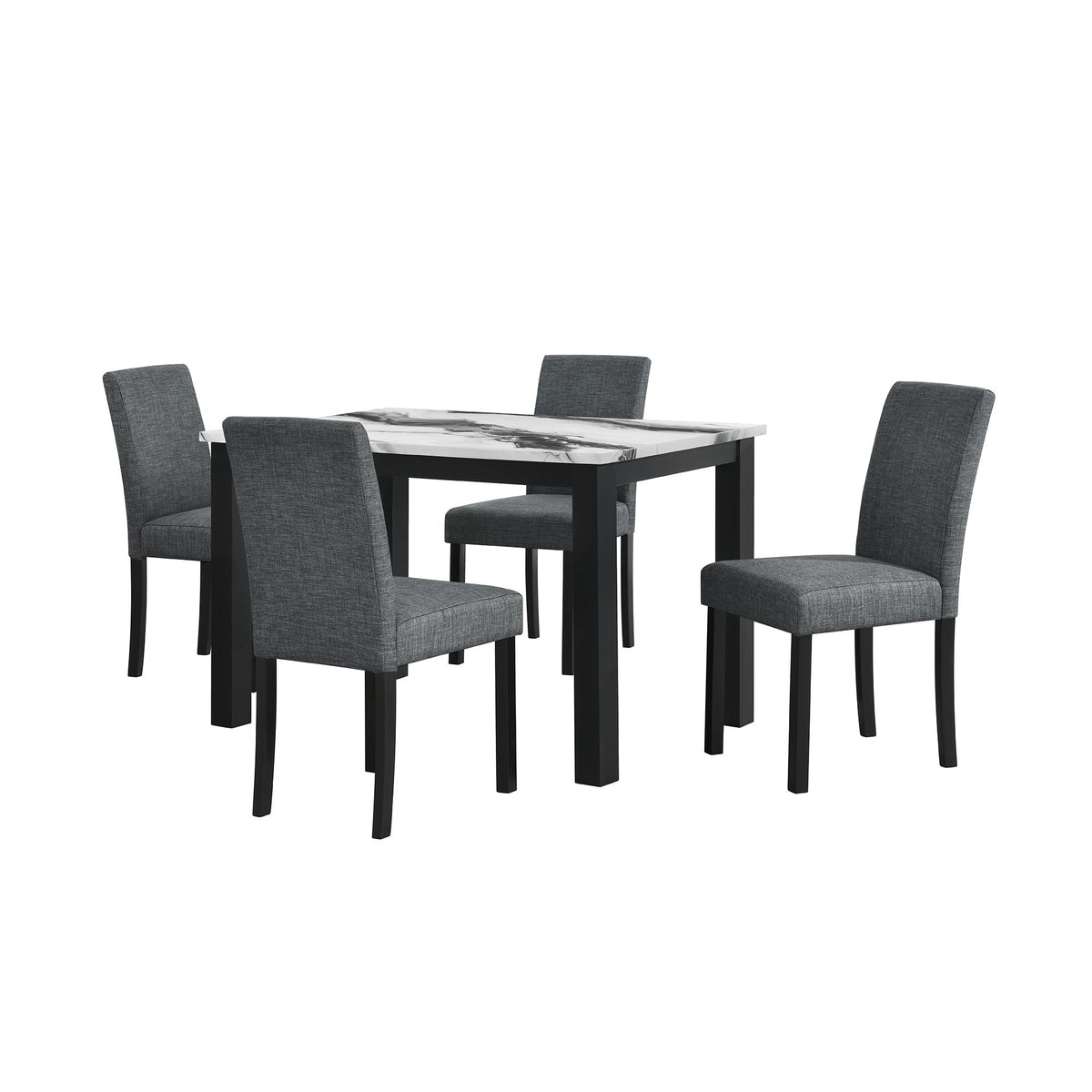 Sarang - Panda Dining Table With 4 Padded Dining Chairs - Black