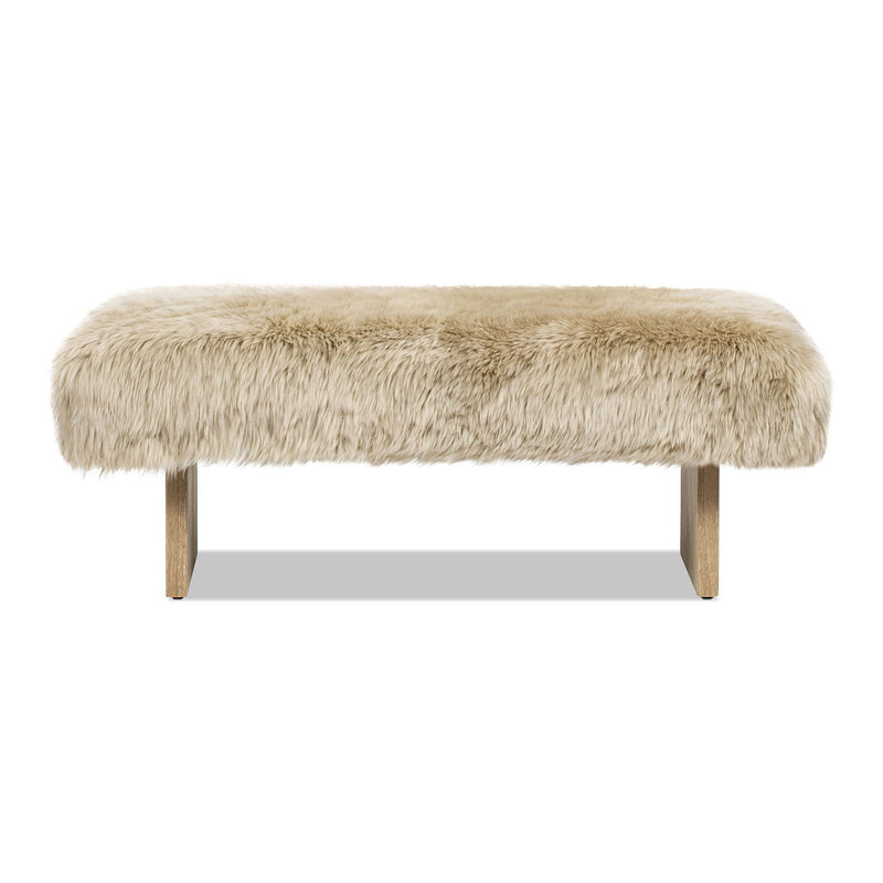 Leda - Sheepskin Fur Rectangular Accent Bench - Natural Blonde - R&R Furniture Gallery (Fountain Valley, CA)