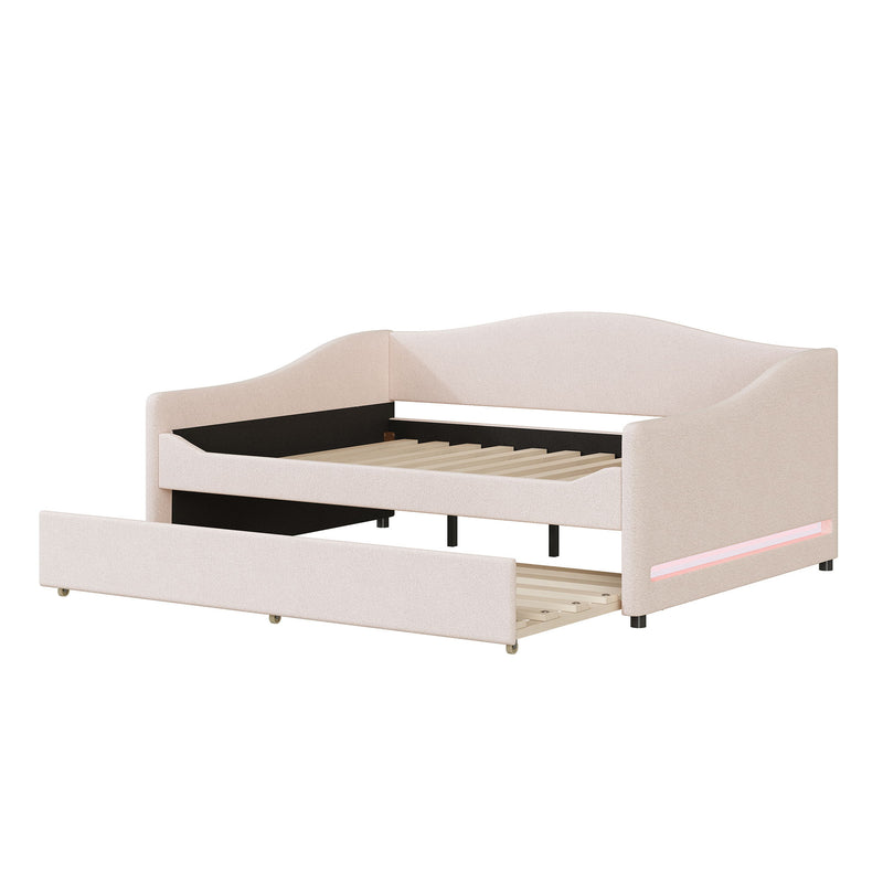 Upholstered Daybed With Light And Trundle - R&R Furniture Gallery (Fountain Valley, CA)