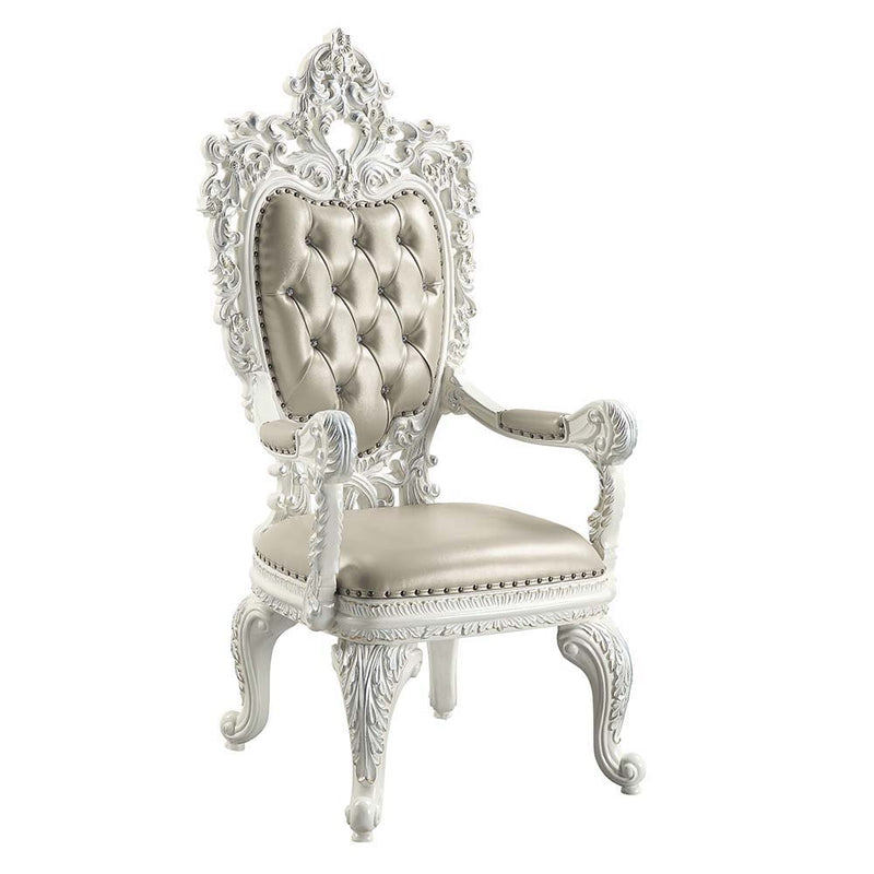 Vanaheim - Arm Chair (Set of 2) - Beige Synthetic Leather & Antique White - R&R Furniture Gallery (Fountain Valley, CA)