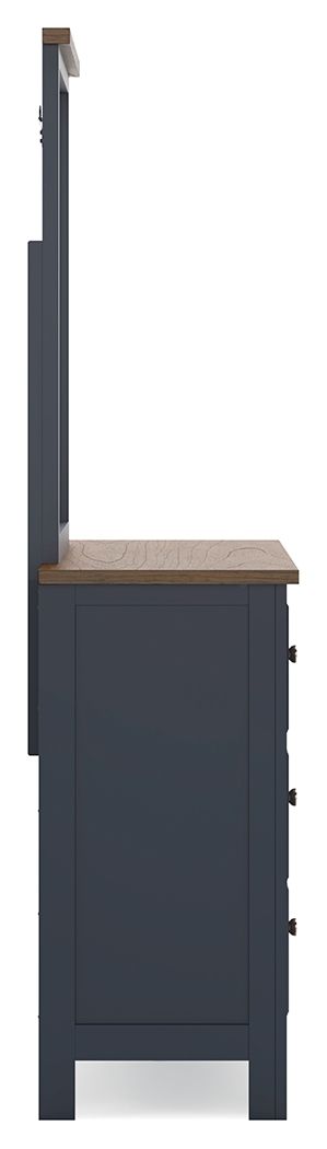 Landocken - Dresser and Mirror - Brown / Blue - R&R Furniture Gallery (Fountain Valley, CA)
