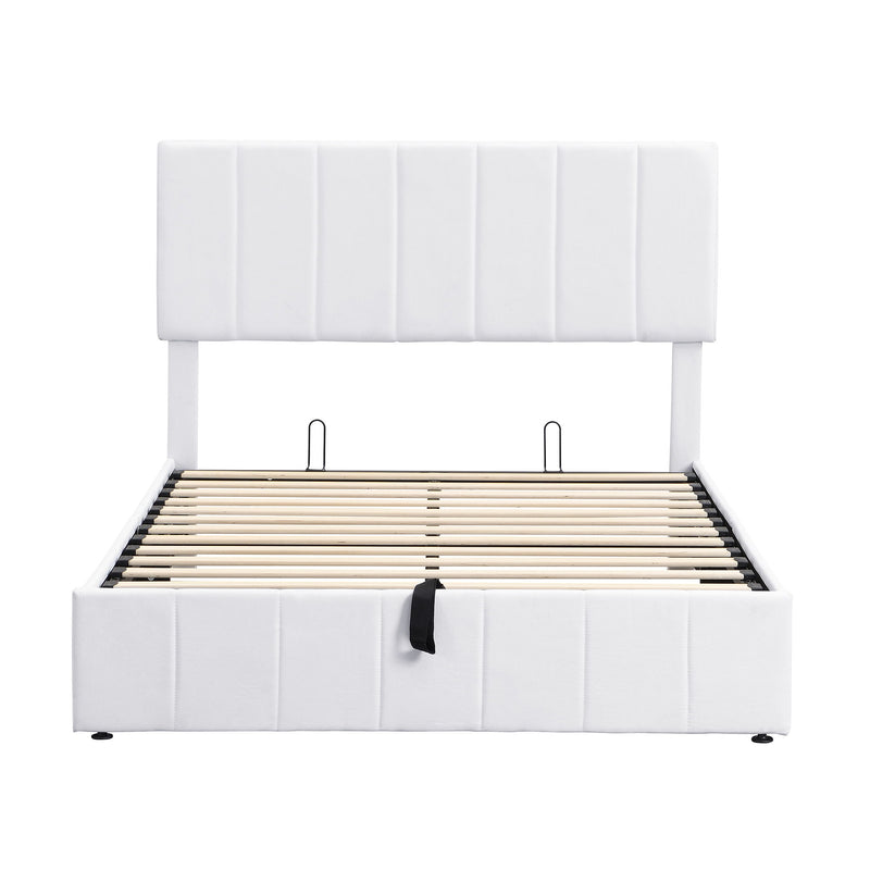 Elegant Upholstered Platform Bed With Hydraulic Storage System - R&R Furniture Gallery (Fountain Valley, CA)
