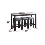 Necalli - 4 Piece Counter Height Table Set - Marble Top & Weathered Espresso - R&R Furniture Gallery (Fountain Valley, CA)
