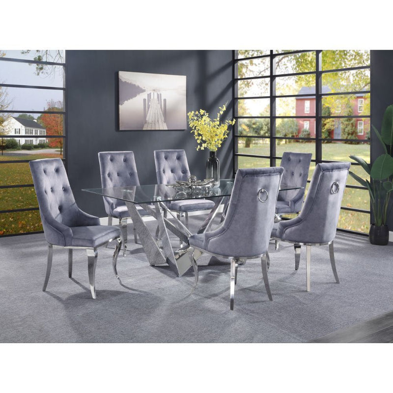 Dekel - Dining Table - Clear Glass Top & Stainless Steel - R&R Furniture Gallery (Fountain Valley, CA)