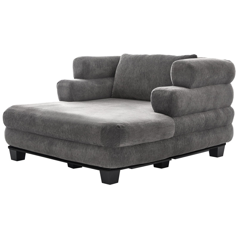 Noble House oversized chaise lounge sofa bed with deep seat and layered armrests, showcasing plush upholstery and modern design.