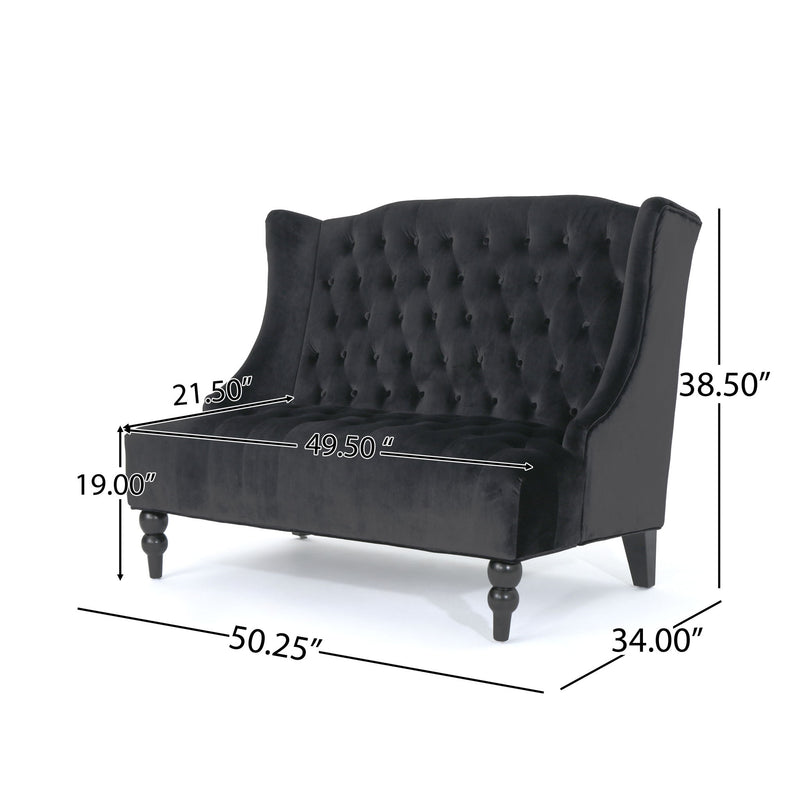Noble House Nurturing upholstered loveseat with wing back design and diamond tufting, stationary furniture for cozy living rooms