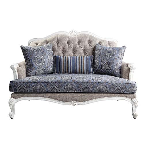 Ciddrenar - Loveseat With 3 Pillows - Fabric & White - R&R Furniture Gallery (Fountain Valley, CA)
