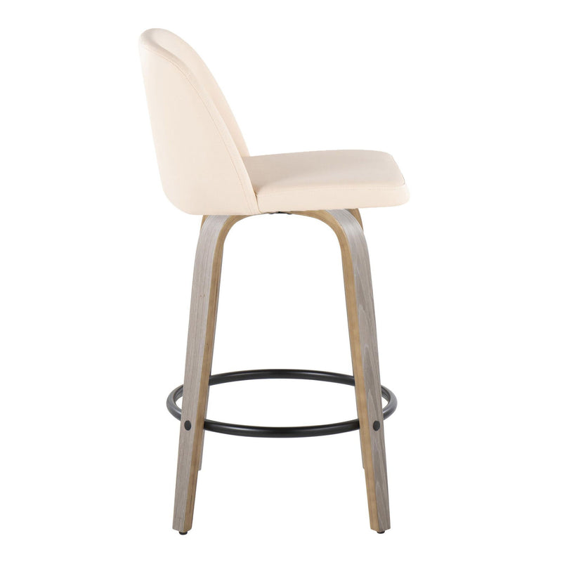 Toriano - Contemporary Fixed Height Counter Stool With Swivel & Round Footrest (Set of 2) - R&R Furniture Gallery (Fountain Valley, CA)