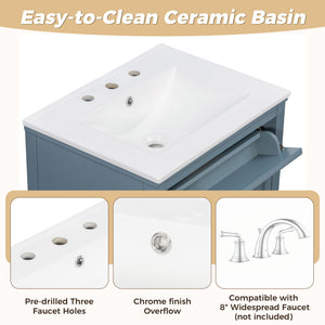 Freestanding Bathroom Vanity With Sink, Soft Close Door, Tip Out Drawer