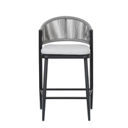 Outdoor 26" Counter Height Metal Frame Counter Stools With Scallop Shaped Backrest & Water Resistant Cushions - R&R Furniture Gallery (Fountain Valley, CA)