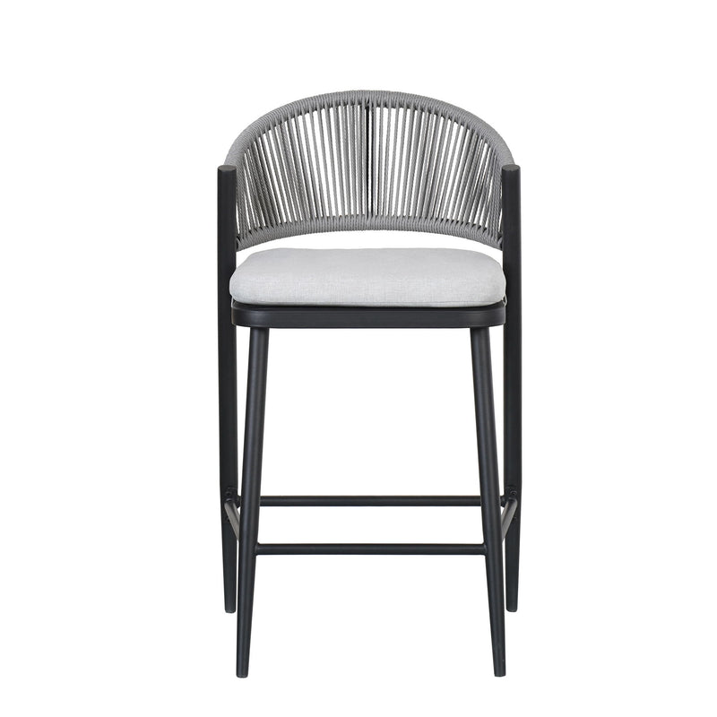 Outdoor 26" Counter Height Metal Frame Counter Stools With Scallop Shaped Backrest & Water Resistant Cushions - R&R Furniture Gallery (Fountain Valley, CA)