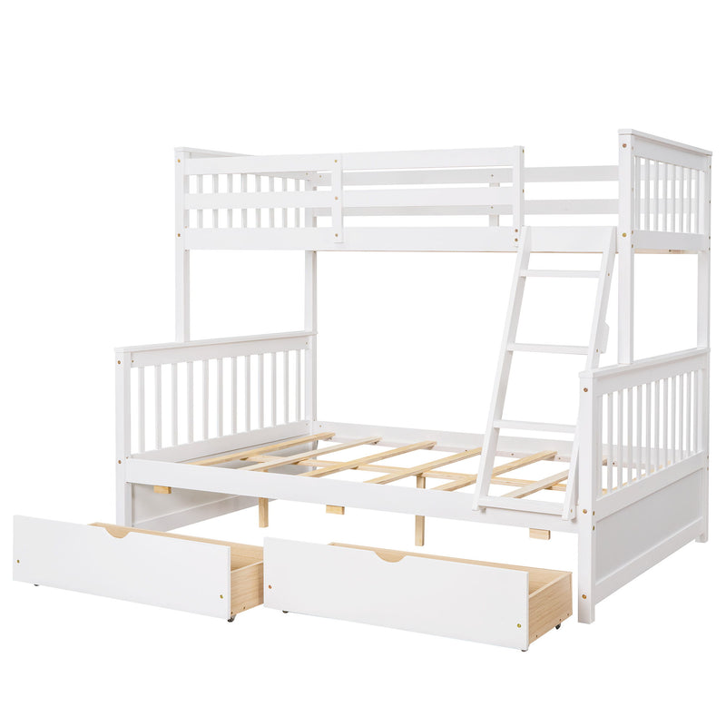 DreamHaus bunk bed with ladders and two storage drawers, featuring a sturdy frame and space-saving design in a modern bedroom setting.