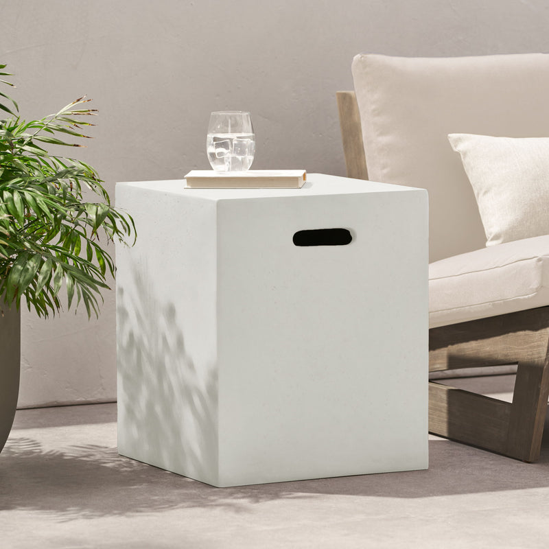 Modern Tank Holder Side Table With Smooth Concrete Surface - R&R Furniture Gallery (Fountain Valley, CA)