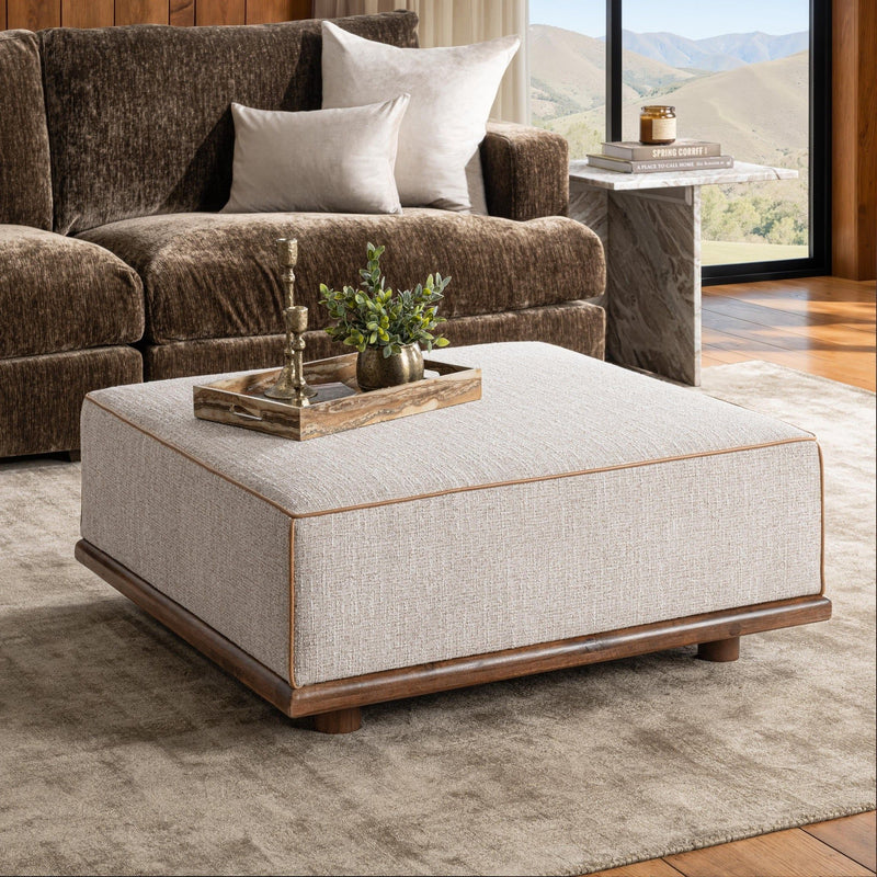 Ellerie - Square Ottoman - Latte - R&R Furniture Gallery (Fountain Valley, CA)