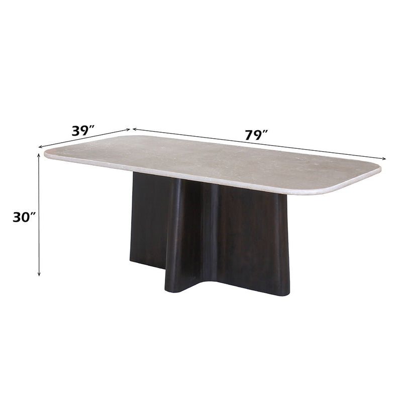 Jacory - Dining Table With Bottocino Marble Top - Espresso - R&R Furniture Gallery (Fountain Valley, CA)