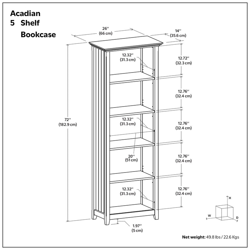 Acadian - 5 Shelf Bookcase, Handcrafted - R&R Furniture Gallery (Fountain Valley, CA)