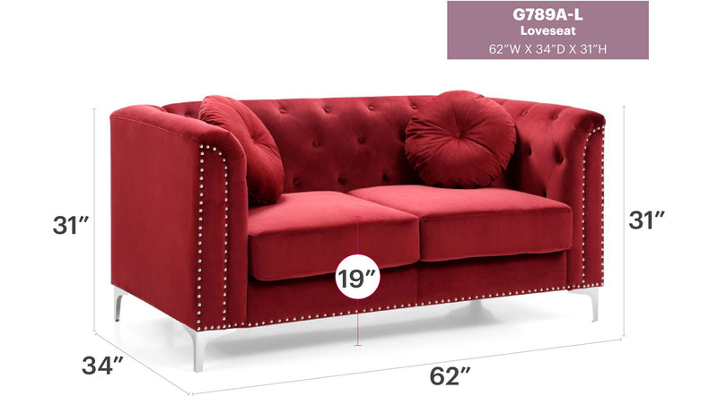Glory Furniture stylish sloped arm loveseat in neutral fabric, featuring a modern design and plush cushions for comfortable seating.