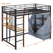 Loft Bed With Desk, Shelves, Power Outlet, LED Light And Wardrobe - R&R Furniture Gallery (Fountain Valley, CA)