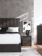 Fraluna - Two Drawer Night Stand - Charcoal - R&R Furniture Gallery (Fountain Valley, CA)