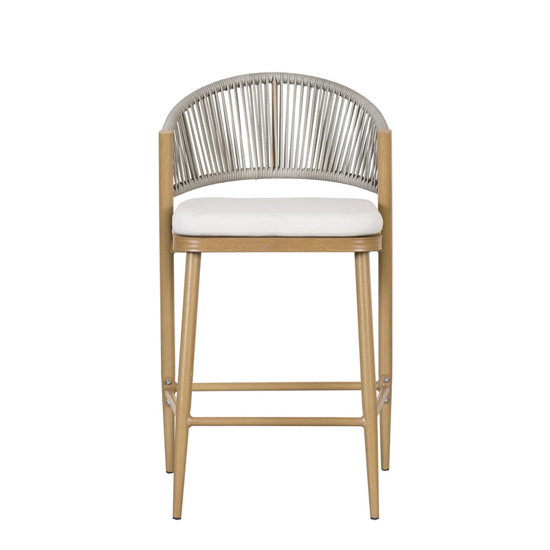Outdoor 26" Counter Height Metal Frame Counter Stools With Scallop Shaped Backrest & Water Resistant Cushions - R&R Furniture Gallery (Fountain Valley, CA)