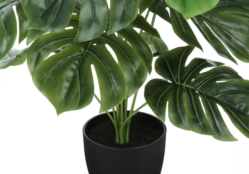 24" Tall, Artificial Plant, Monstera, Indoor, Faux, Fake, Table, Greenery, Potted, Real Touch, Decorative - Green / Black - R&R Furniture Gallery (Fountain Valley, CA)