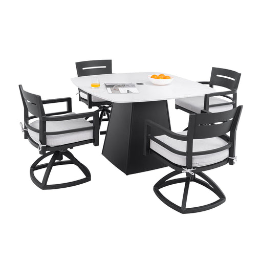 Outdoor Patio Dining Set, Squircle Dining Table, Dining Chairs With Sunbrella Cushions - R&R Furniture Gallery (Fountain Valley, CA)