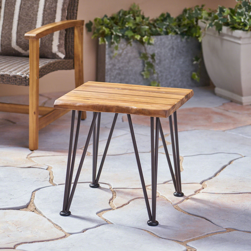Zion - Outdoor Industrial Iron And Coffee Table - Teak - R&R Furniture Gallery (Fountain Valley, CA)