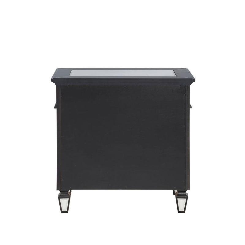 Varian II - Nightstand - Mirrored, Black & Sliver - R&R Furniture Gallery (Fountain Valley, CA)