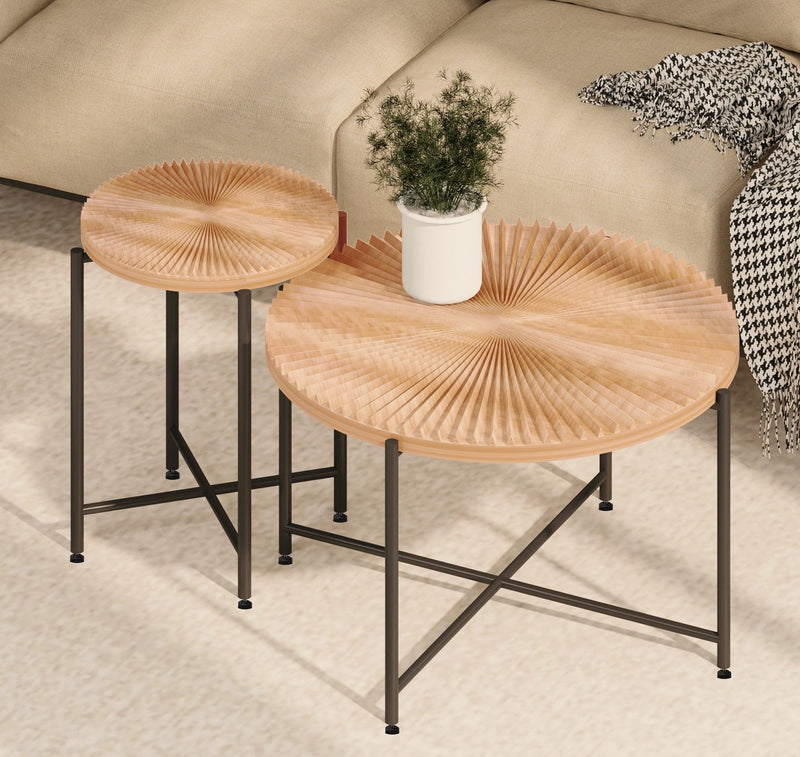 Radial - Pattern Coffee And End Table Set Waterproof Cover, Distressed Cylindrical Design (Set of 2) - R&R Furniture Gallery (Fountain Valley, CA)