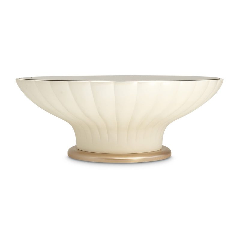 La Rachelle - Scalloped Round Cocktail Table - Champagne - R&R Furniture Gallery (Fountain Valley, CA)