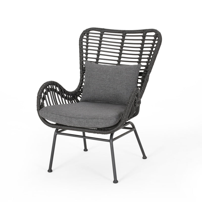 Modern Aesthetic Outdoor Rattan Accent Chair With Metal Legs - R&R Furniture Gallery (Fountain Valley, CA)
