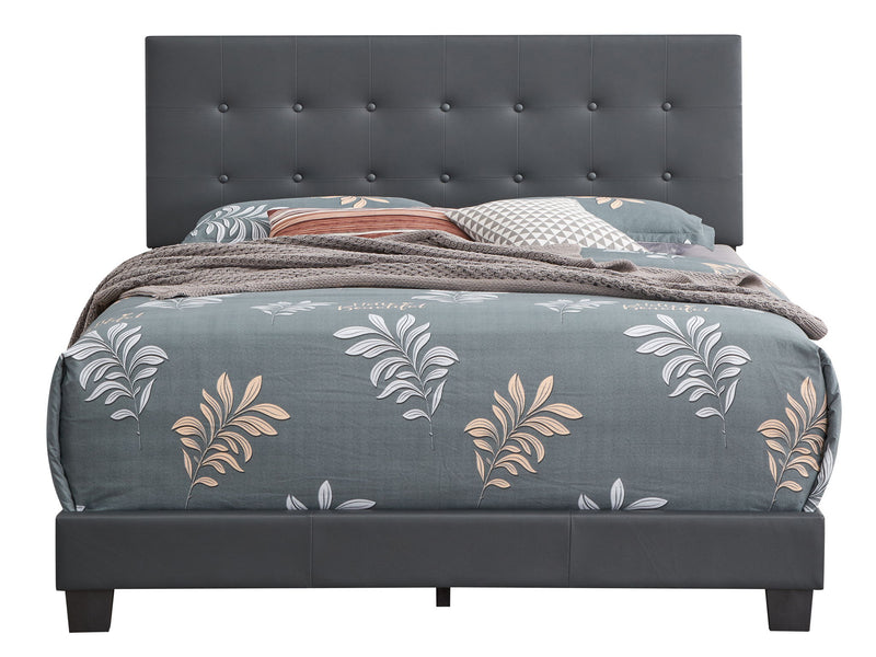 Glory Furniture Caldwell upholstered bed with plush fabric headboard and sleek frame, stylish bedroom furniture.
