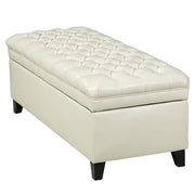Juliana storage ottoman with birch wood legs by Noble House, featuring a cushioned top and spacious interior for versatile storage.