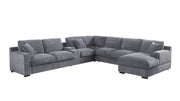 Celine - Fabric Corner Sectional Sofa With Right-Facing Chaise, Cupholders, And Charging Ports - R&R Furniture Gallery (Fountain Valley, CA)