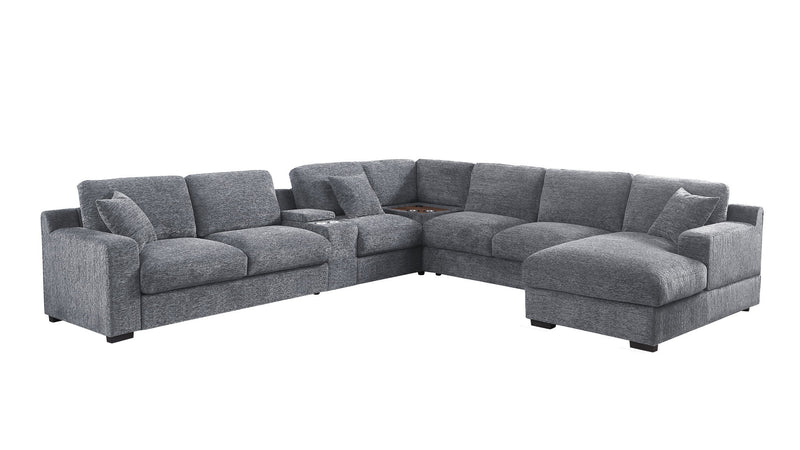 Celine - Fabric Corner Sectional Sofa With Right-Facing Chaise, Cupholders, And Charging Ports - R&R Furniture Gallery (Fountain Valley, CA)