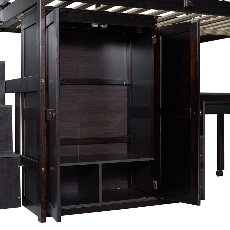 Loft Bed With Stairs, Bookshelf, Drawers, Desk & Wardrobe, Space Saving Multifunctional Furniture - R&R Furniture Gallery (Fountain Valley, CA)