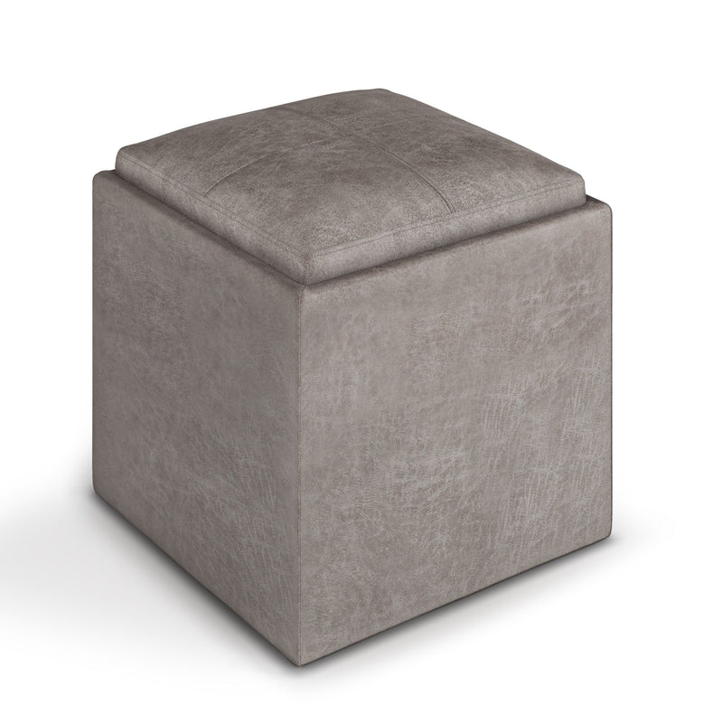 Rockwood - Upholstered Cube Storage Ottoman With Tray - R&R Furniture Gallery (Fountain Valley, CA)