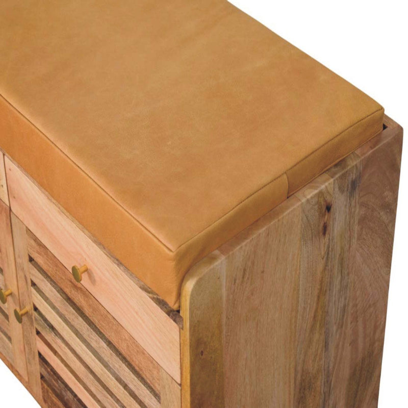 Shutter Shoe Rack With 2 Drawers - Beige - R&R Furniture Gallery (Fountain Valley, CA)