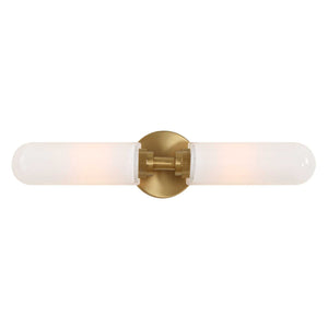 Wellsville - 2 Light Brass Sconce - White / Gold