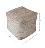 Beige Shiro accent pouf by Uttermost featuring soft fabric upholstery and a round, plush design for versatile seating or decor.