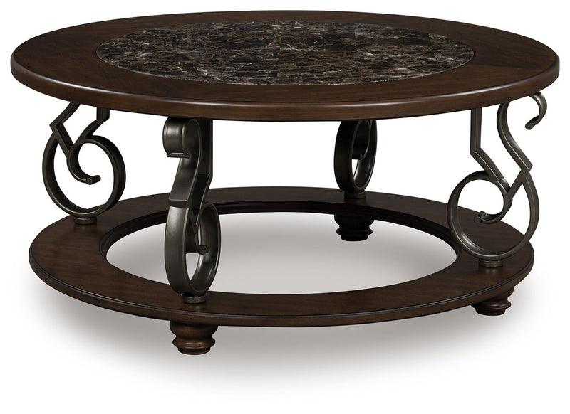Frallyn - Round Cocktail Table - Dark Brown - R&R Furniture Gallery (Fountain Valley, CA)