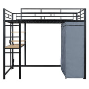 Loft Bed With Desk, Shelves, Power Outlet, LED Light And Wardrobe - R&R Furniture Gallery (Fountain Valley, CA)