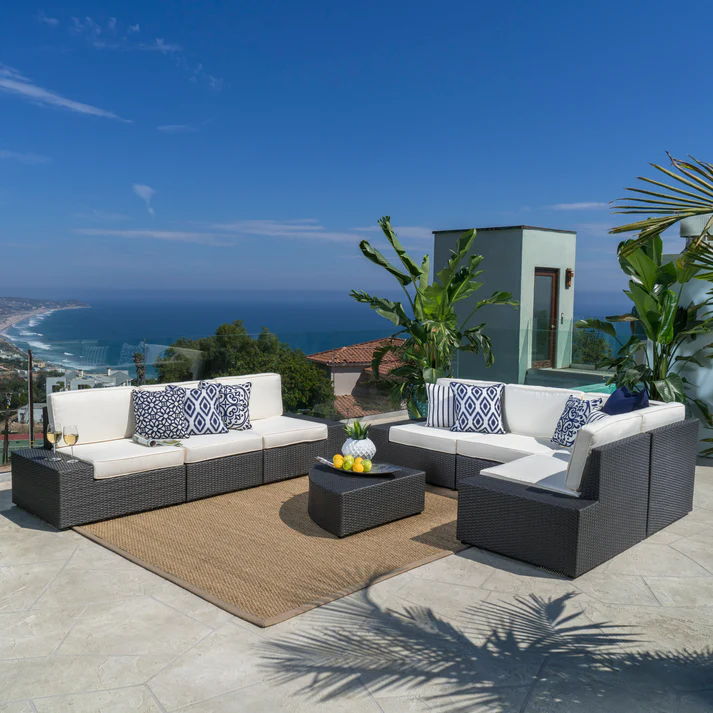 Santa Cruz - Outdoor 8 Piece Sectional Set - Dark Brown - R&R Furniture Gallery (Fountain Valley, CA)