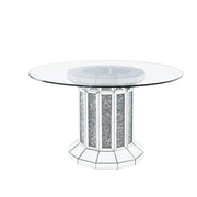 Noralie - Dining Table - Clear Glass Top & Mirrored & Faux Diamonds - R&R Furniture Gallery (Fountain Valley, CA)