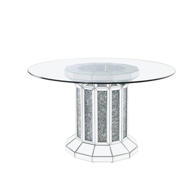 Noralie - Dining Table - Clear Glass Top & Mirrored & Faux Diamonds - R&R Furniture Gallery (Fountain Valley, CA)