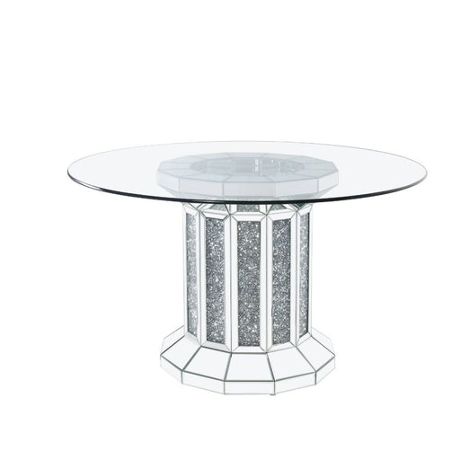 Noralie - Dining Table - Clear Glass Top & Mirrored & Faux Diamonds - R&R Furniture Gallery (Fountain Valley, CA)
