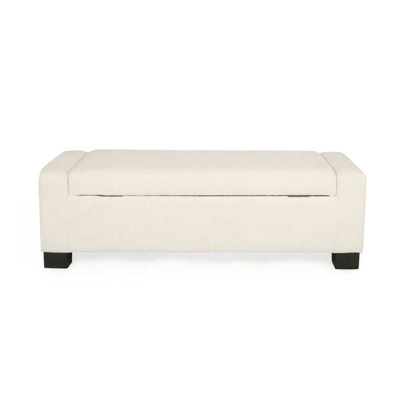 Noble House textured fabric ottoman bench with hinged lid, stylish storage solution and comfortable seating in a modern design.