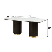 Clayten - Dining Table With Marble Top - White Natural Marble Top & Espresso - R&R Furniture Gallery (Fountain Valley, CA)